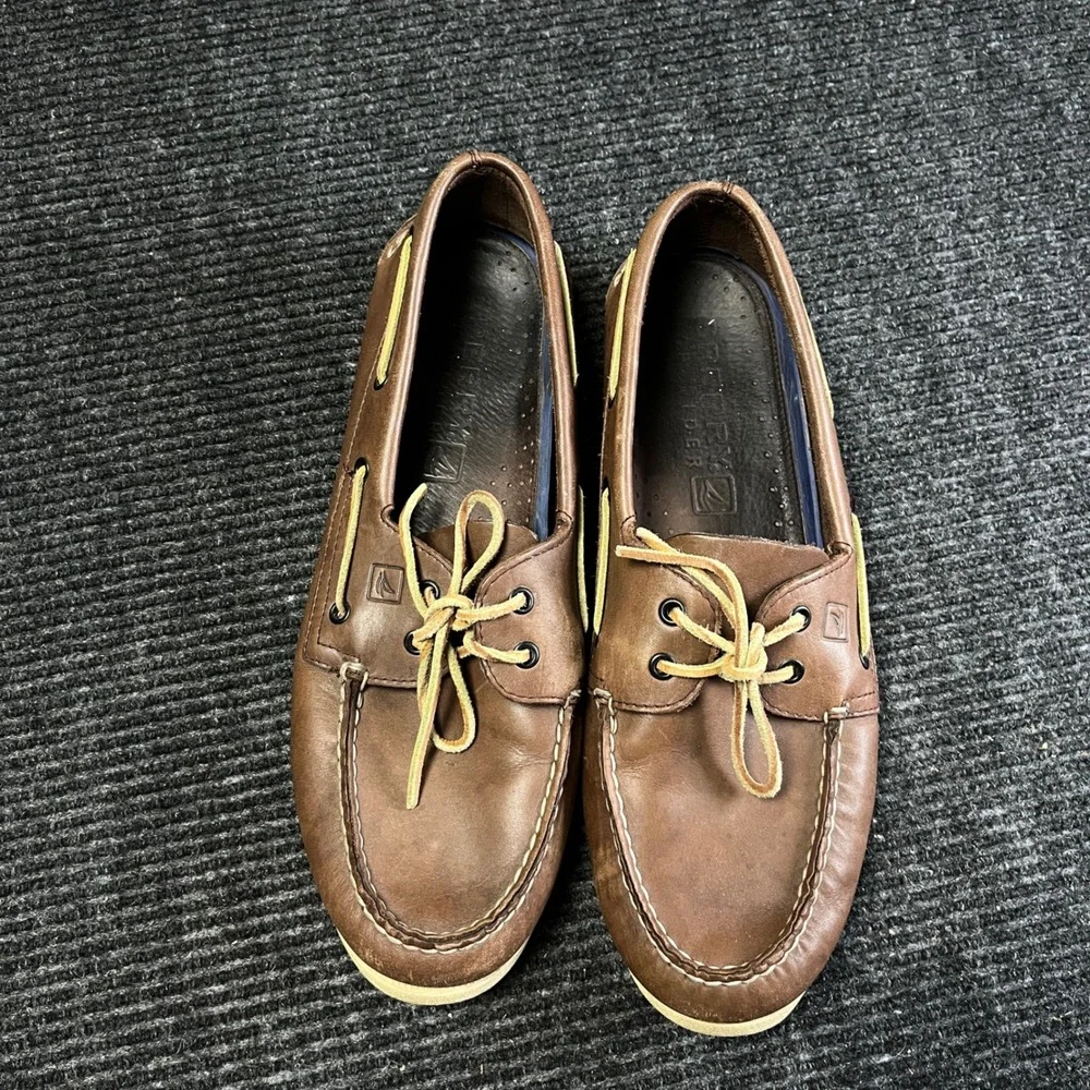 Sperry Top-Sider Boat Shoes Mens 13 Brown Leather Authentic Original Loafers